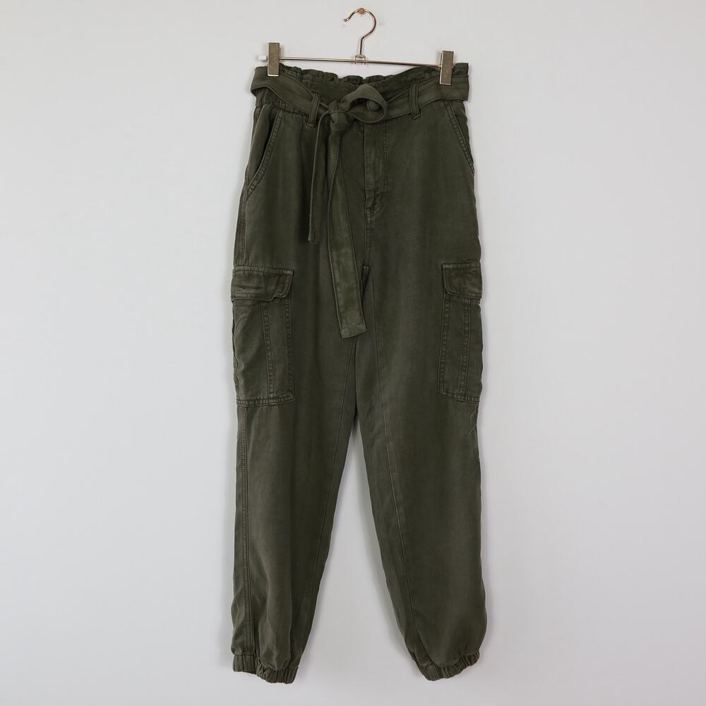 American Eagle Olive Cargo Jogger Pants Belted Waist 0 Short